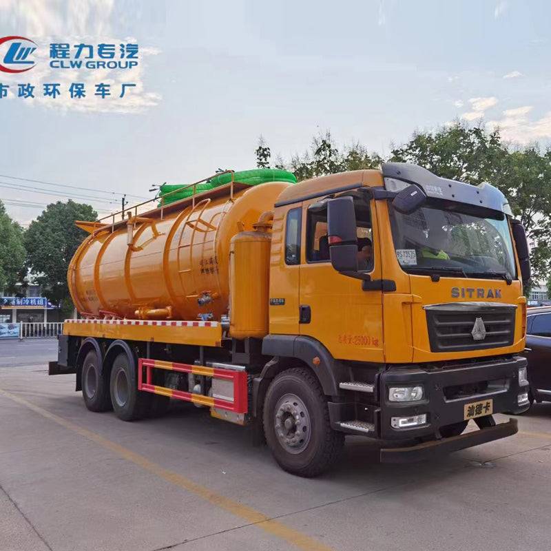 Howo 6x4 sludge transport truck 6 square water tank 15 square waste tank