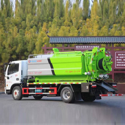 Dongfeng 4x2 sludge transport truck  4 square water tank 7 square waste tank