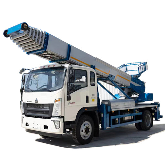 Howo 45 meters 4 x2 aerial ladder moving operation truck